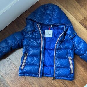 Moncler Kids Blue Down Puffer Jacket Hooded Size 4